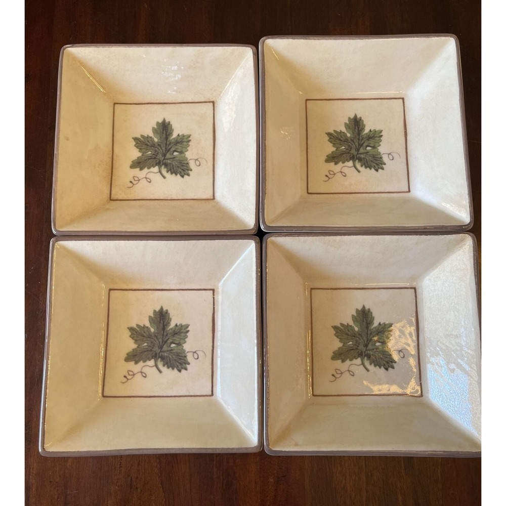 Williams Sonoma by Ceramiche Arianna Italy Grape Leaf Square Bowl Set of 4 Fall